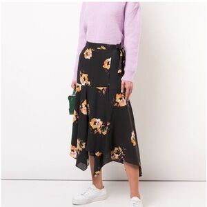 A.L.C. Borden Floral Wrap Silk Midi Skirt Size 8